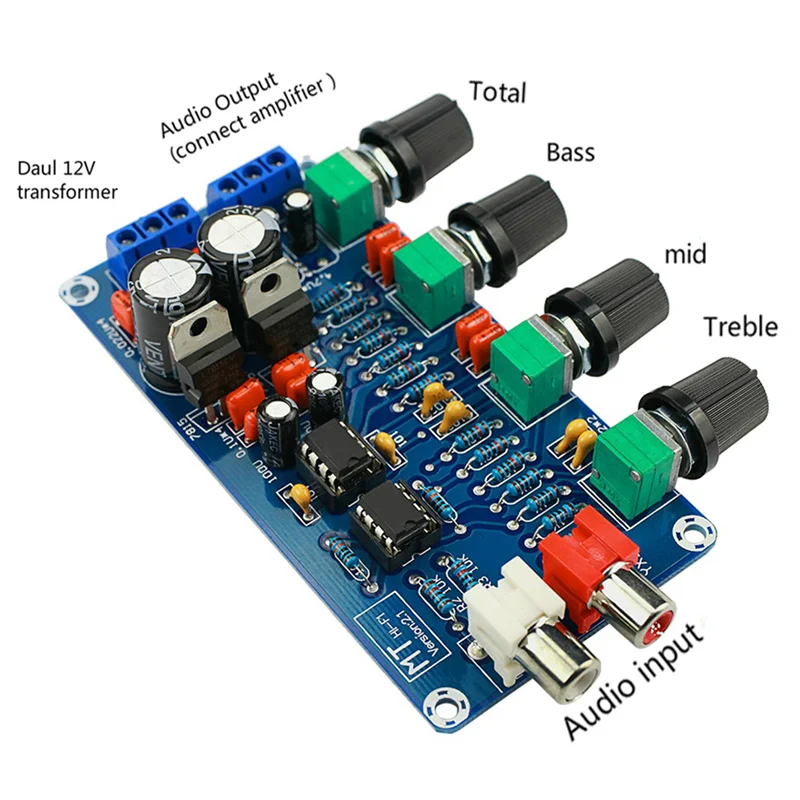 B03B-Amplifier NE5532 Preamp Preamplifier Volume Tone Control Finished Board Treble Midrange Bass EQ DIY Dual AC 12V - 18V