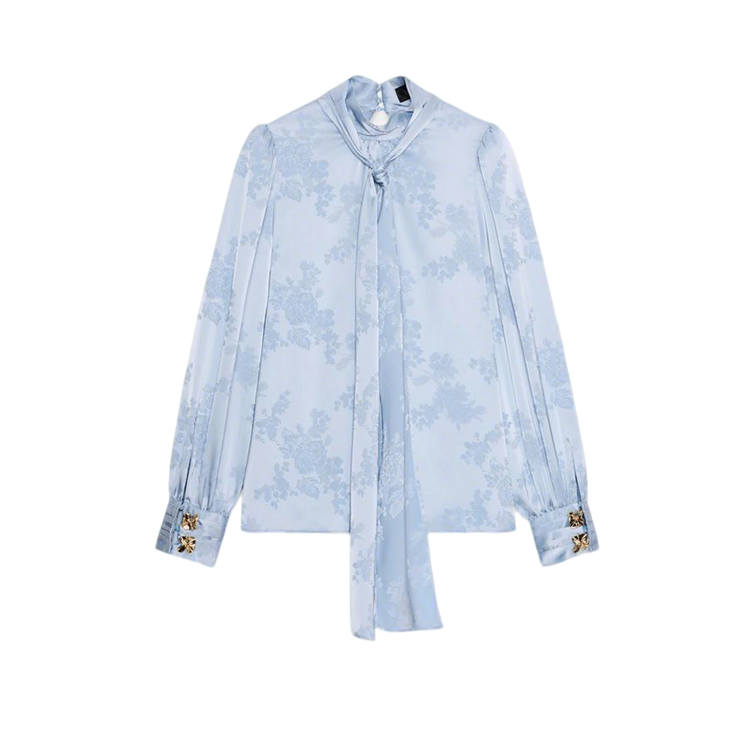 شتاء جديد المرأة عالية الياقة طويلة Sve المطرزة الحرير عقدة من الساتان مزين irt سليم صالح تخفيف Sle التنفس... #5