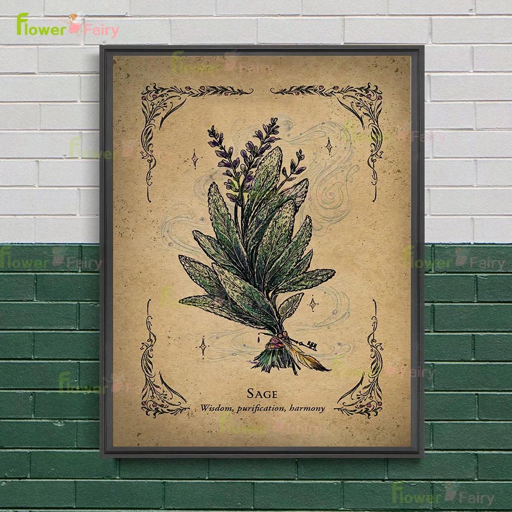 Green Witch Nature Witchcraft,Vintage Wall Art,Canvas Painting, Wisdom&Insight Of Natural Magic Art,Poster Print Decor Unframed