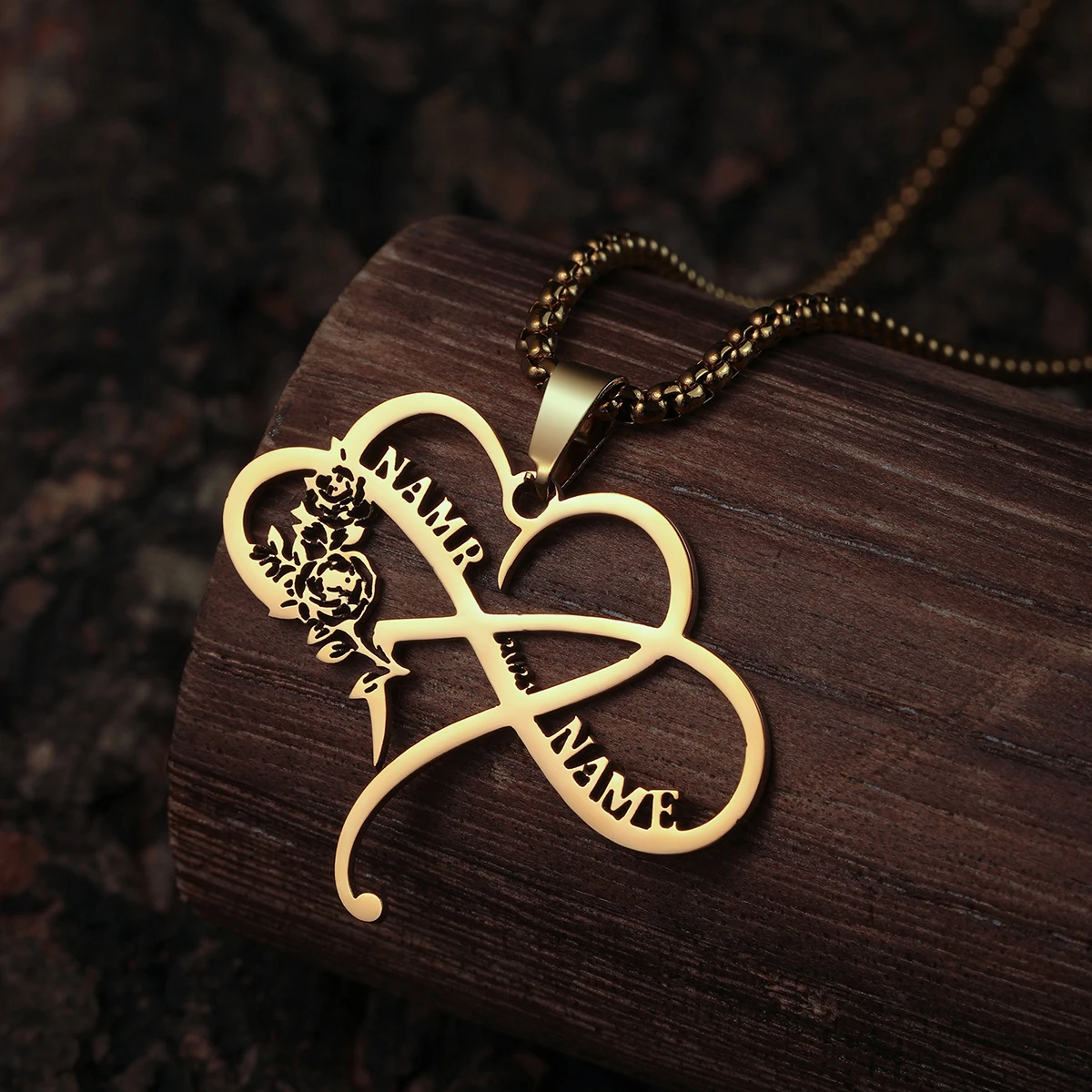 สร้อยคอจี้สองชื่อส่วนบุคคลพร้อมหัวใจรักสร้อยคอชื่อที่กำหนดเองผู้หญิงสแตนเลสเครื่องประดับของขวัญ