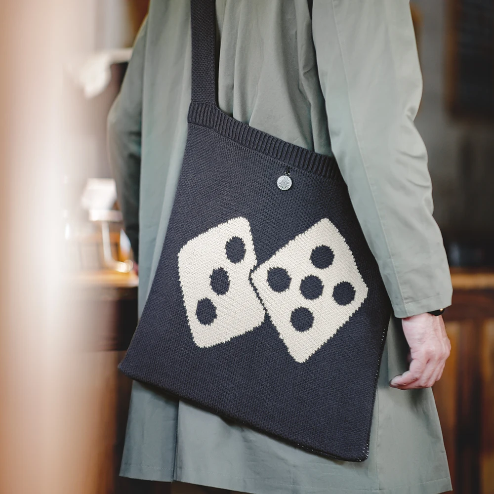 Maden Lucky Dice malha bolsa tiracolo para homens, grande capacidade, retro, contraste de cor, nicho ombro sacola, zíper