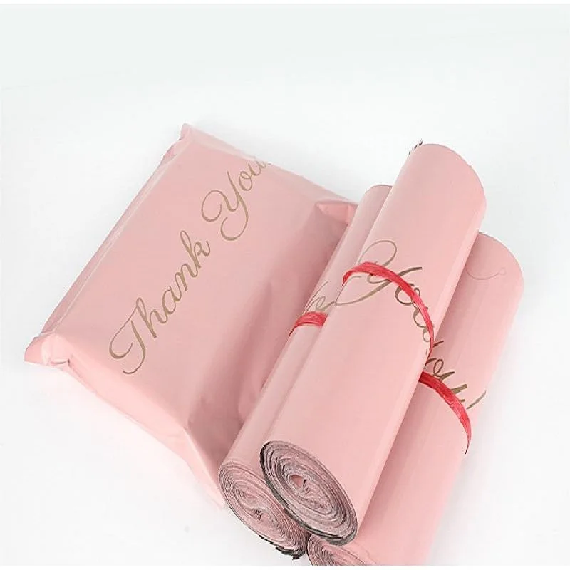 20pcs Pink Poly Express Mailing Pouch THANK YOU Clothing Opaque Courier Parcel Bag Party Envelope Logistics Storage Bags