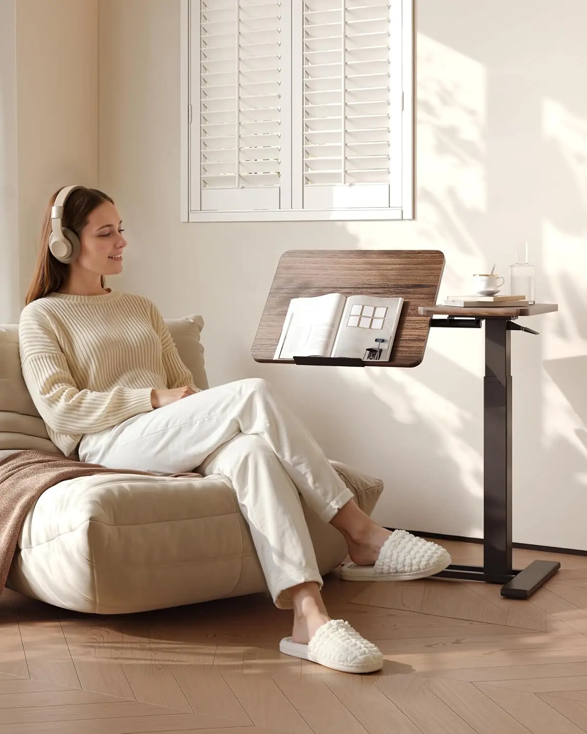 Flexispot Adjustable Height C-Shaped End Table With Split Tilting Top – Mobile …