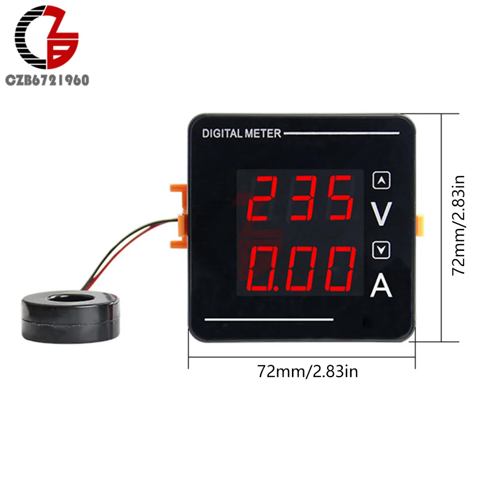 AC50-500V 3-in-1 Digital Voltmeter Ammeter Frequency Meter LED Three Display Combination Meter Voltage Current Tester HZ Meter