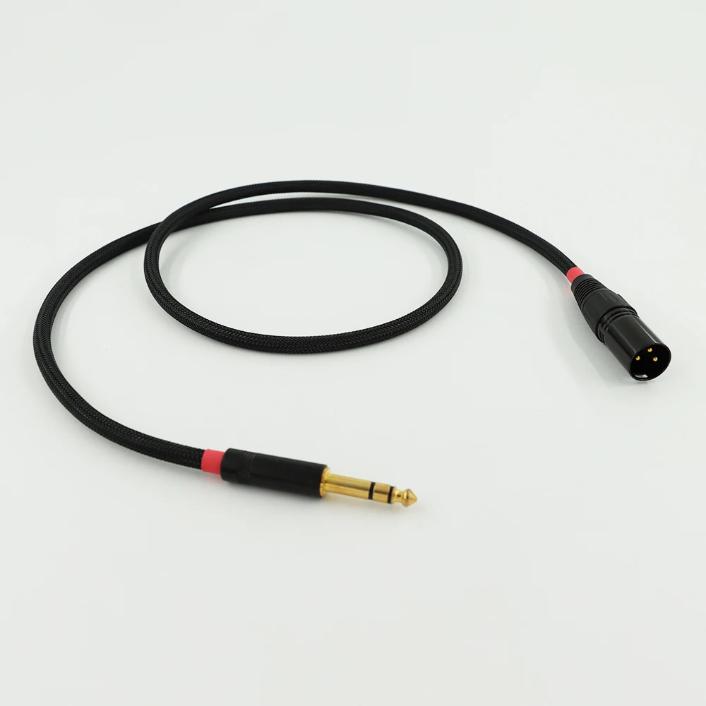 Carare 프리미엄 밸런스드 인터커넥트: 헤비 게이지 트리플 코어 6.35mm TRS - XLR 케이블(블랙 & 골드) ​