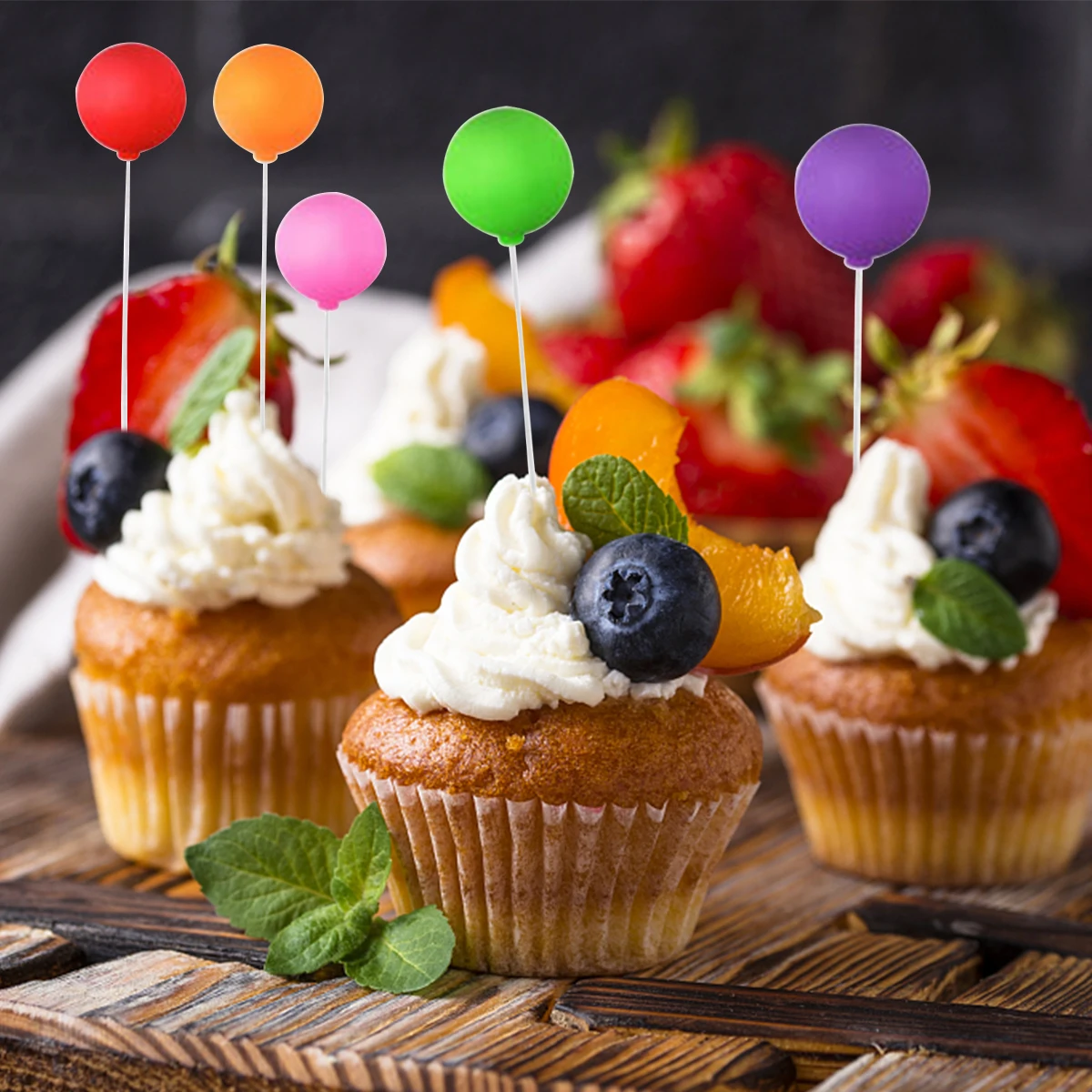 

30-Piece Mini Colorful Balloon Cake Toppers: Reusable Balloon Cake Picks for Decorating Cakes with a Festive Touch
