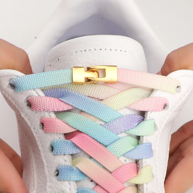 

No Tie Shoe Laces Cross Lock Shoelaces Colorful Rainbow Elastic Flat Laces Without Ties Shoelace Sneakers Kids Adult Shoestrings