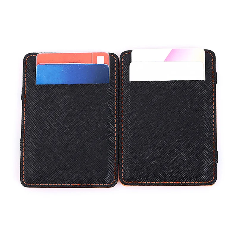 Short Business Credit Card Holder Mini Small Coin Purses Clutch Bag Case Pouch Ultra Thin PU Leather Women Men Magic Wallets