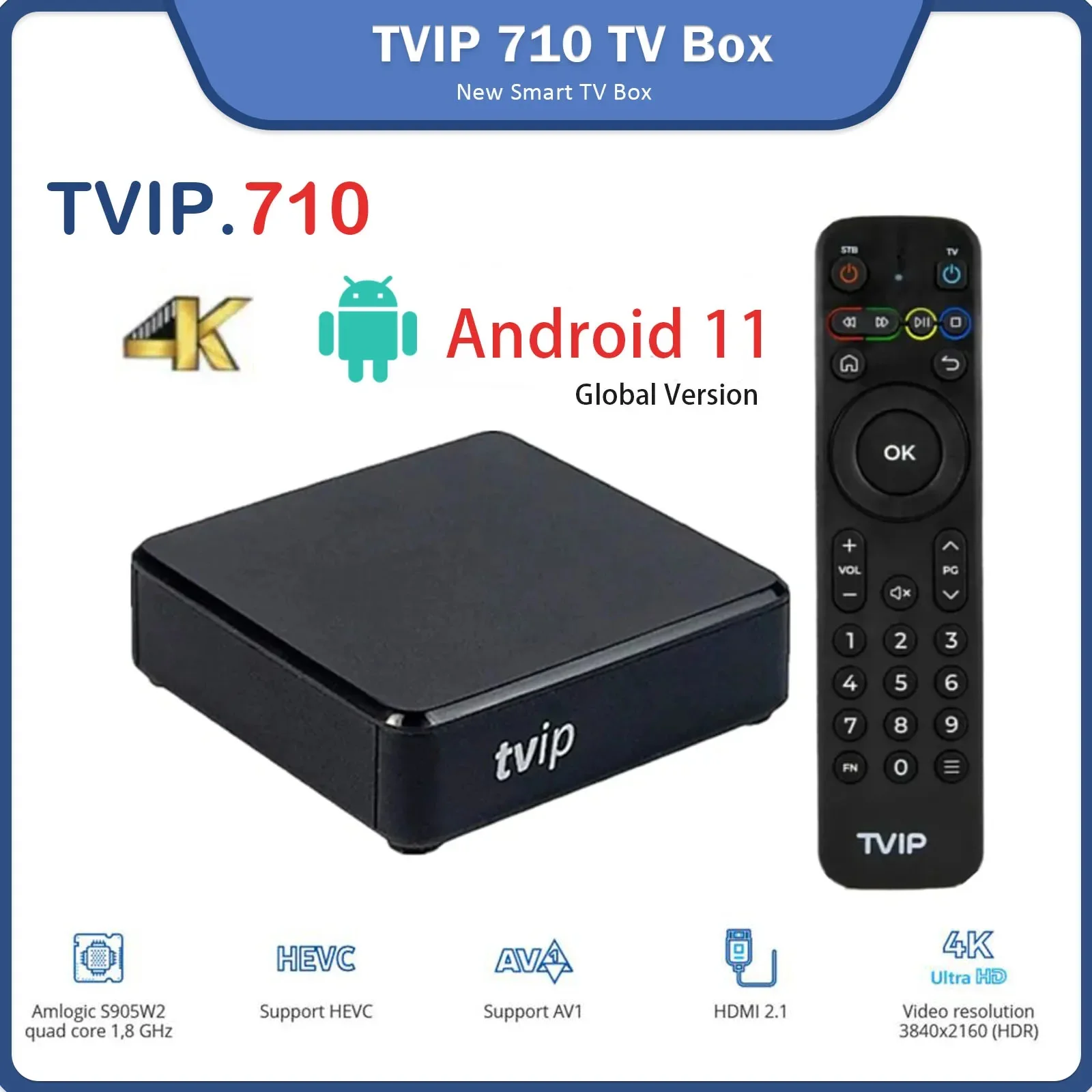 10pcs New TVIP 710 TV Box 4K Android 11.0 Tvip710 Amlogic S905W2 quad core H2.65 Smart Iptv Box v710 PK TVIP530 On Stock