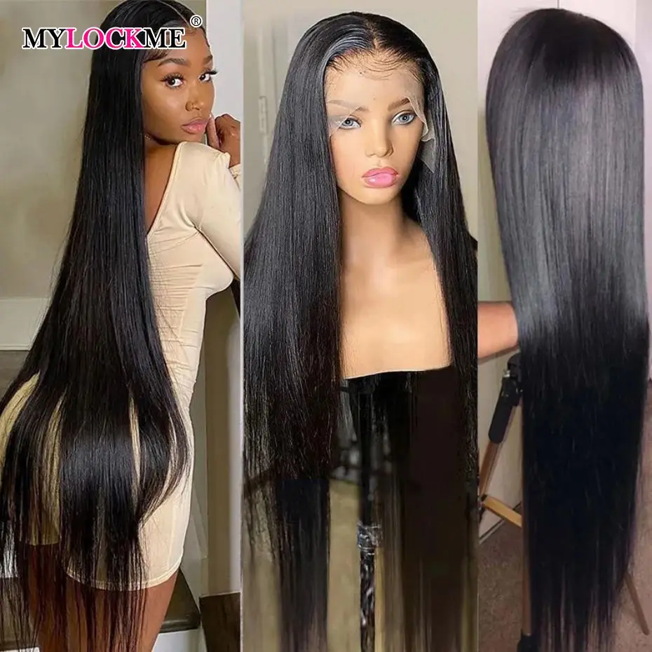 13x4 13x6 HD Transparent Lace Front Human Hair Wigs For Women Pre Plucked Brazilian Bone Straight 4X4 Glueless Lace Closure Wig