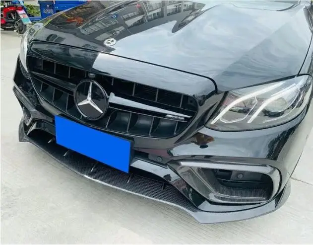 Real Carbon Fiber Car Front Bumper Lip Splitter Spoiler Fog Lamp Tuyere Cover For Mercedes-Benz W213 E63 E63S AMG 2017-2021