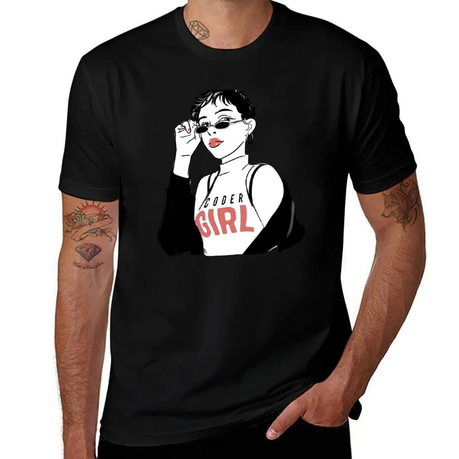 IT Shirt Coder Girl T-Shirt Basic Crew Neck Short Sleeve Top T-Shirt