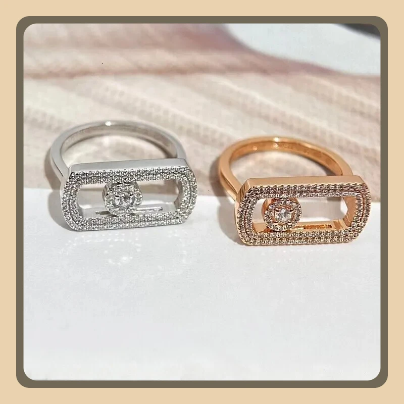 

Seiko Edition M Full Diamond Single Diamond Sliding Ring For Women Fashionable Personality High-end Design Ring