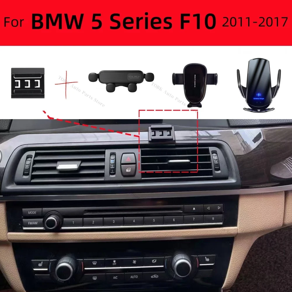 

Car Phone Holder Strong Special Fixed Bracket Base For BMW 5 Series F10 528i 2011-2017 15W Wireless Charging Cars Accessories