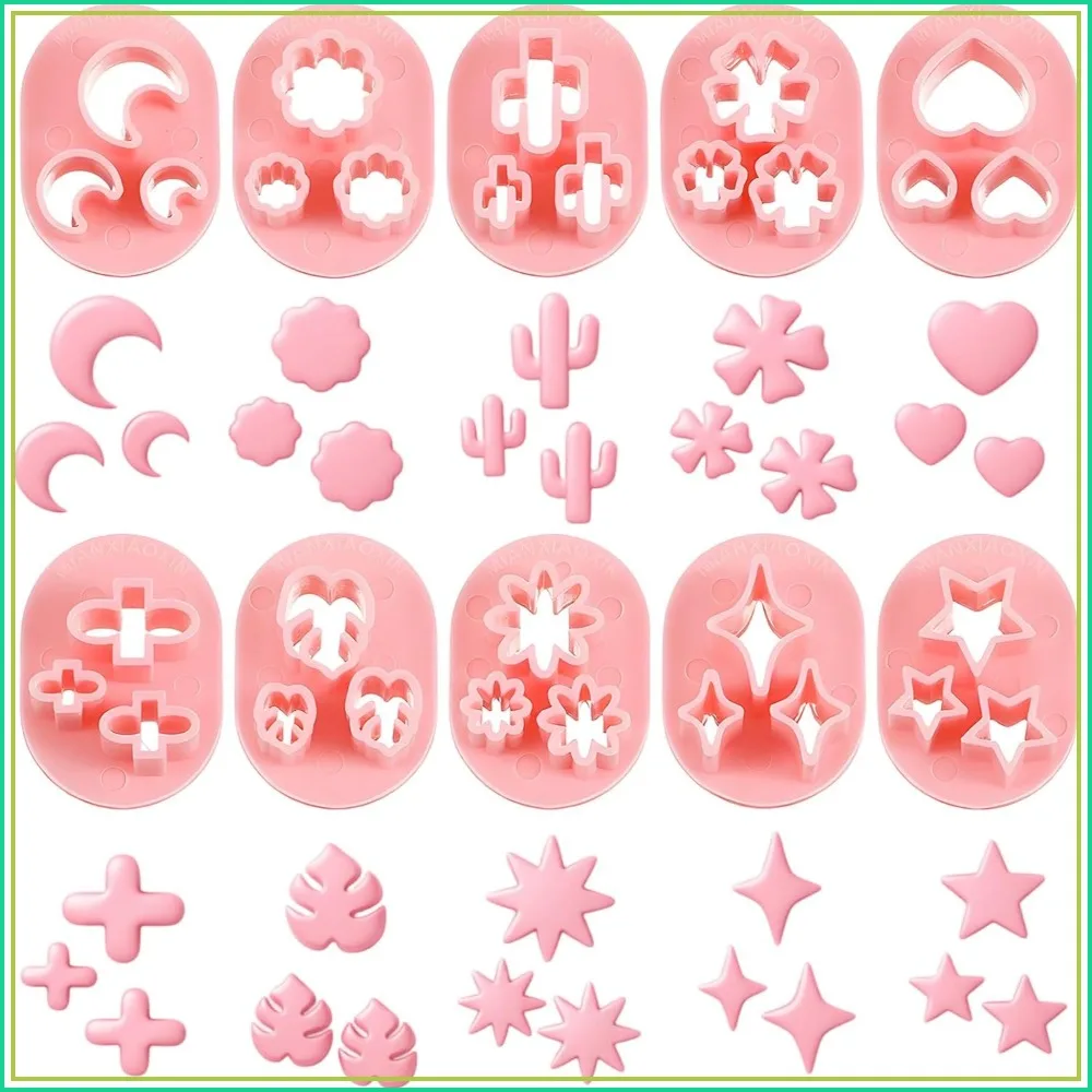 10 Pcs Polymer Clay Cutters, Flower Petal Earrings Making, 10 Shapes Floral Leaf Heart Moon Molds, DIY Jewelry Tools