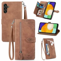 For Samsung Galaxy A57 5G Zipper Wallet Case Emboss Leather Book Etui A55 A36 A16 A17 A54 A35 A34 A15 A14 A26 A37 A56 Flip Cover