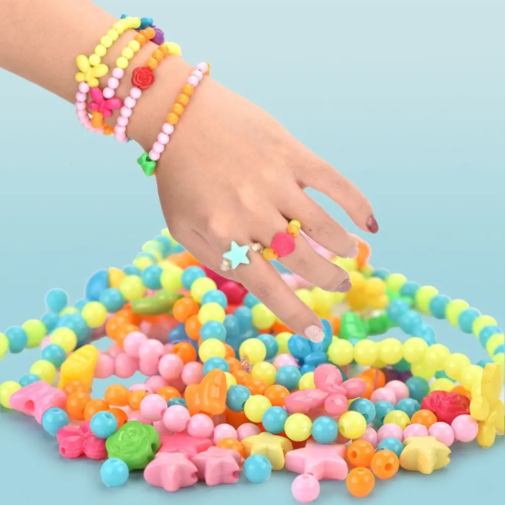 Manik-manik kecil manik-manik Pop Snap Bead massal manik-manik silikon membuat gelang Kit plastik bunga budidaya Puzzle mainan