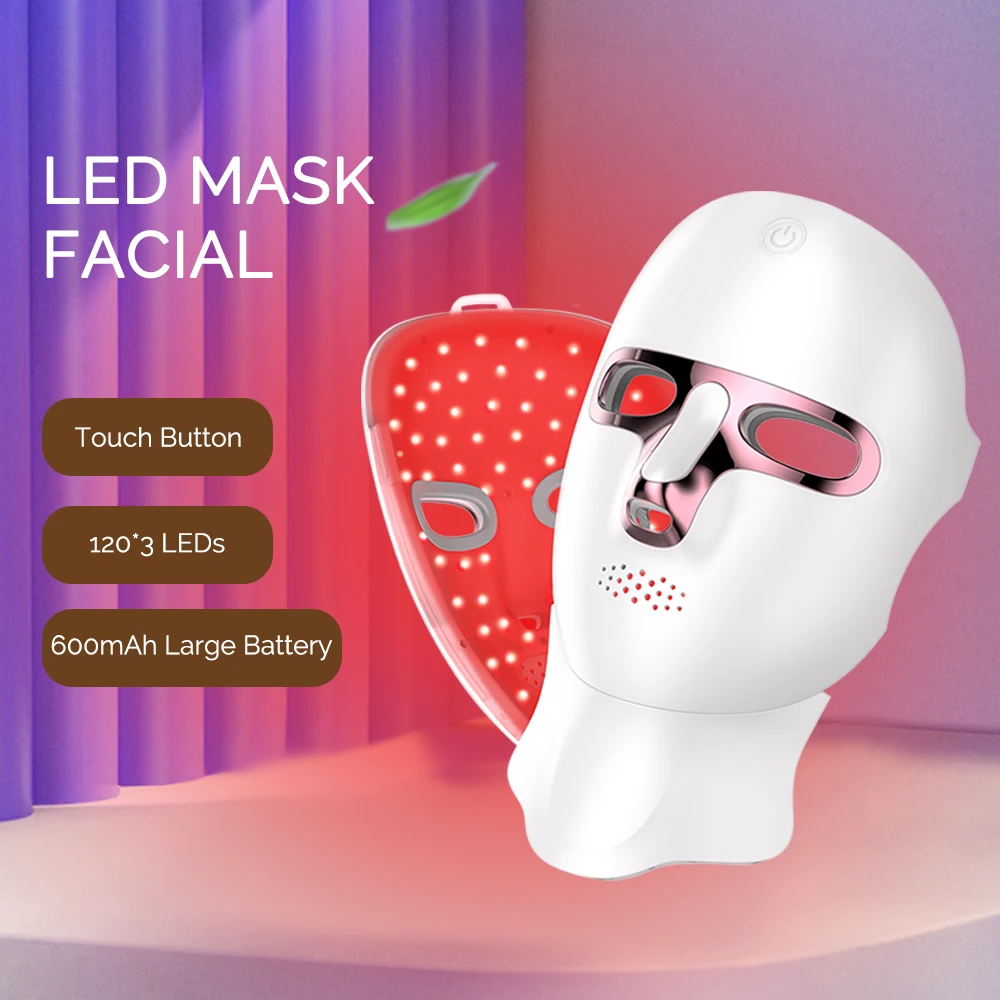 7-Farben-LED-Gesichtsmaske für Gesicht und Hals, Photon, Hautverjüngung, Aufhellung, Straffung, wiederaufladbarer Hals, Gesichtspflege, Schönheitsbehandlung – Detail 2
