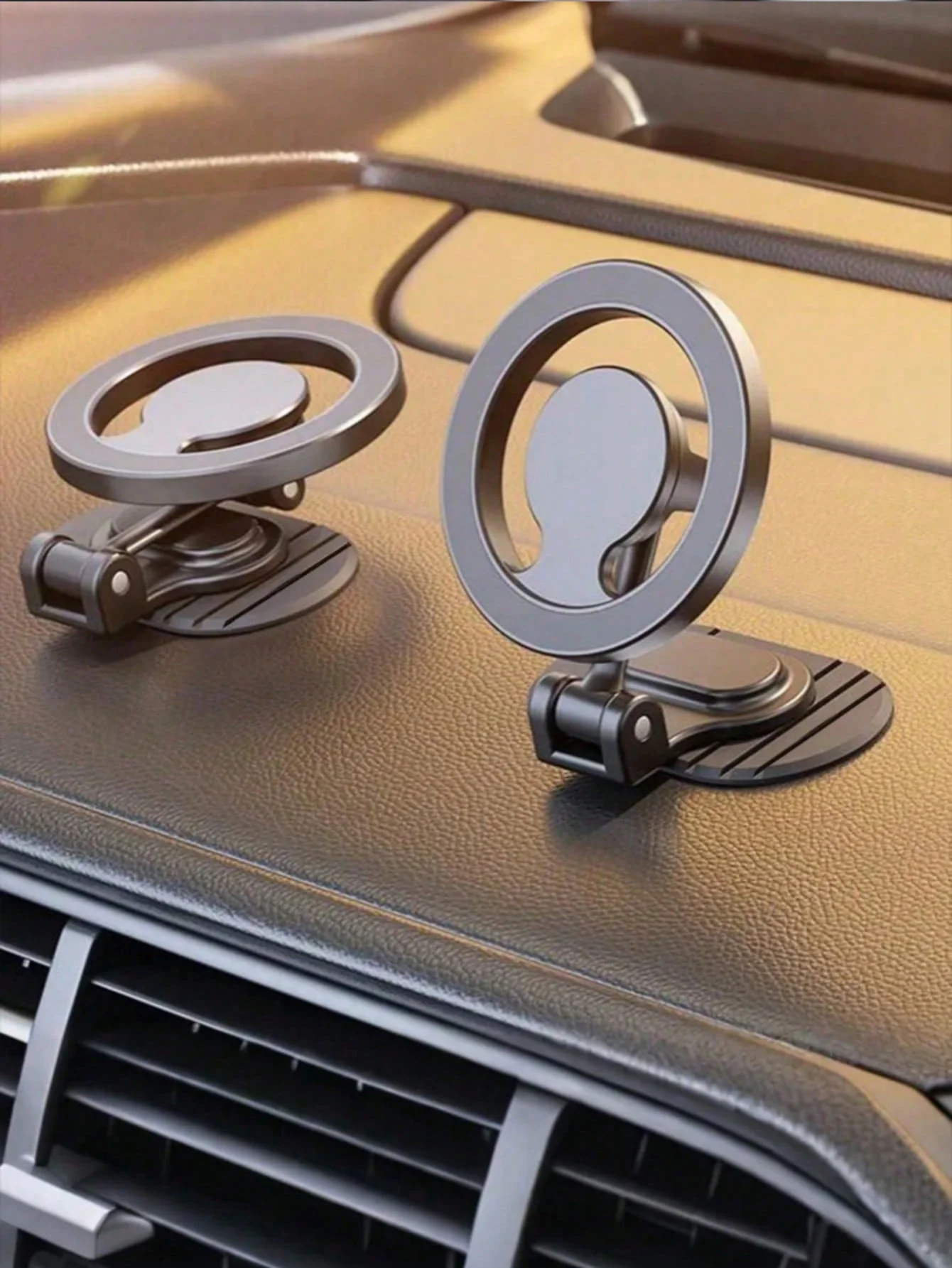 

360 ° Вращающийся магнитный автомобильный держатель для телефона, складное, изогнутое клейкое основание, прочное основание из сплава, универсальная совместимость с MagSafe, Dashbo