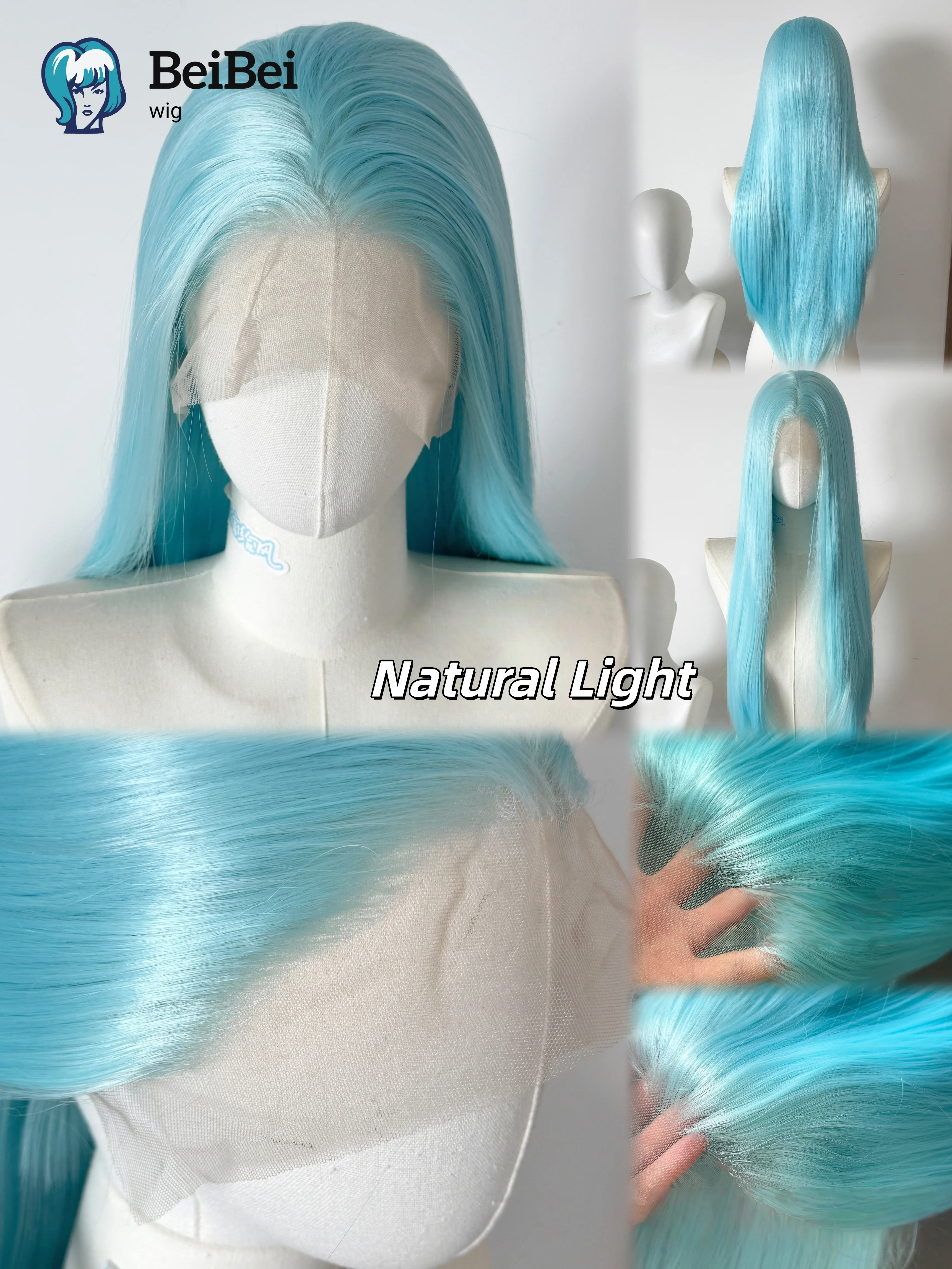 Wig Sintetis Ice Blue Panjang Lurus 13*4 HD Lace Front untuk Wanita 26 Inci Serat Tahan Panas Wig Terlihat Alami untuk Cosplay