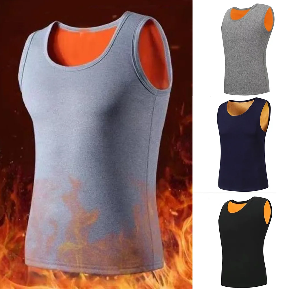 Herren-Thermounterwäsche, großes Tank-Top, Winterformung, männliche Weste, bequem, mit Samt, für Jungen und Teenager, warm halten