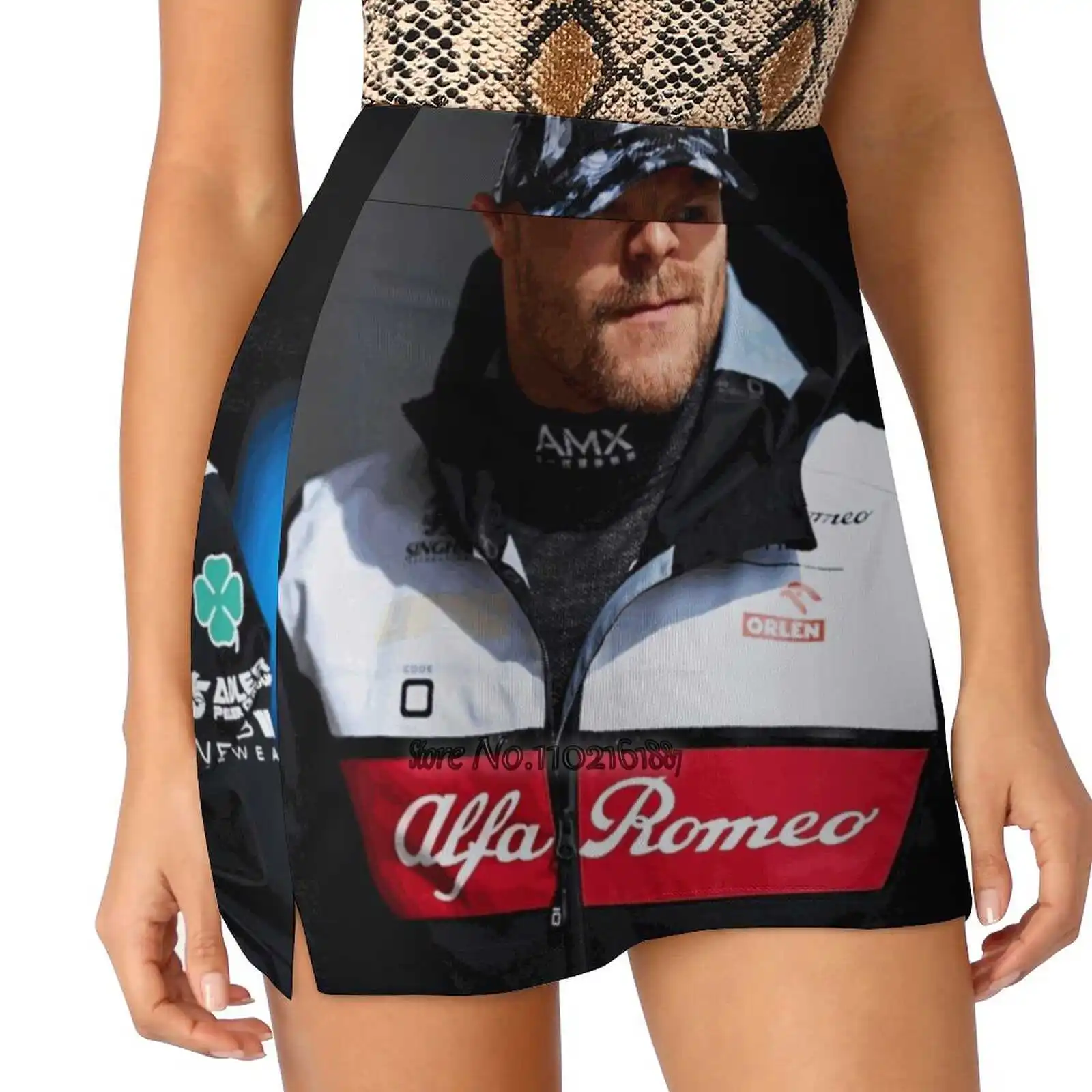 Valtteri Bottas Fake Two-Piece Hakama Skirt Women Pencil Skirts Workout Sports Mini Skirt Valtteri Bottas Sport Car Driver