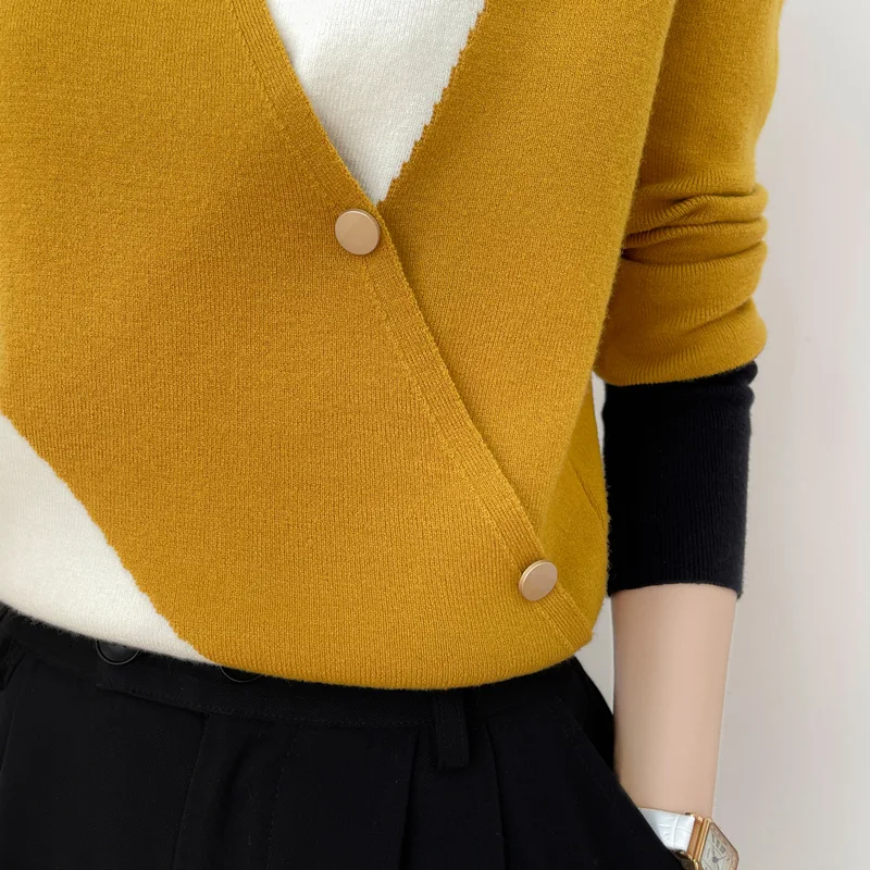 Women Cashmere Sweater Autumn Winter V-neck Long Sleeve Loose Cashmere Sweater Pullovers Lady Quality Jumper