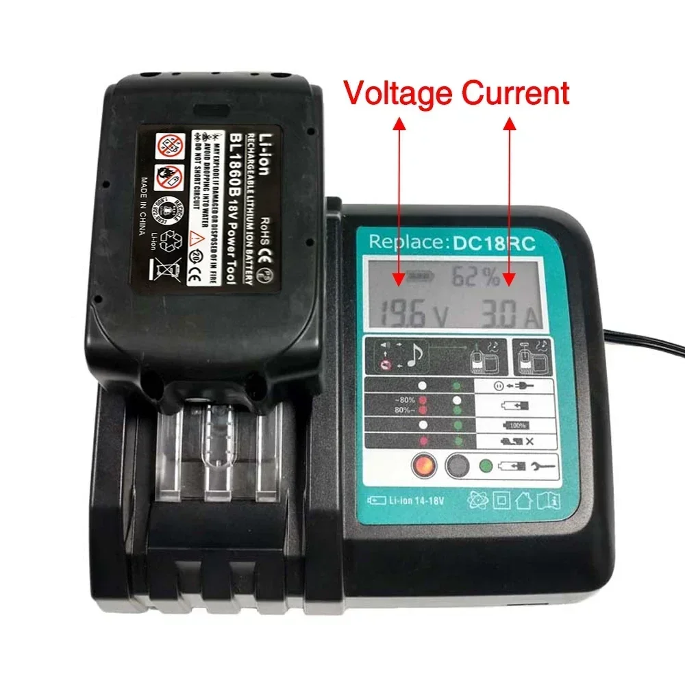 Charger 18V For Makita Battery BL1830 BL1430 BL1840 1850 1860 1890 14.4v 18v 3A 6.5A Electric Power Tool Charger with LED Screen