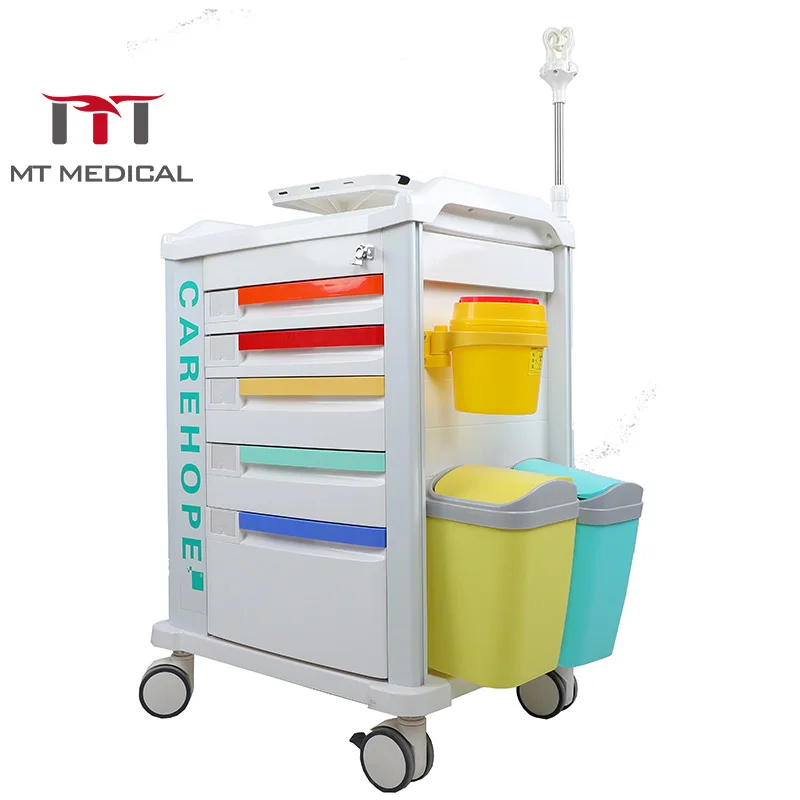 MT MEDICAL   Multifunction Medical Cart Medicine Delivery Emergency Treatment Trolley Mobile Cart For Clinic Hospital Serving