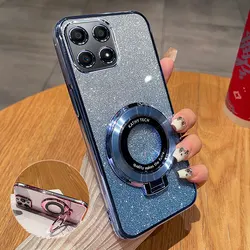 HONOR X8A CASE WITH Magnetic Holder,Luxury Bling star stand Case For Honor X8B X7A X8 X9 5G X40 X9a X6 X5 Plus Case Glitter X 8a