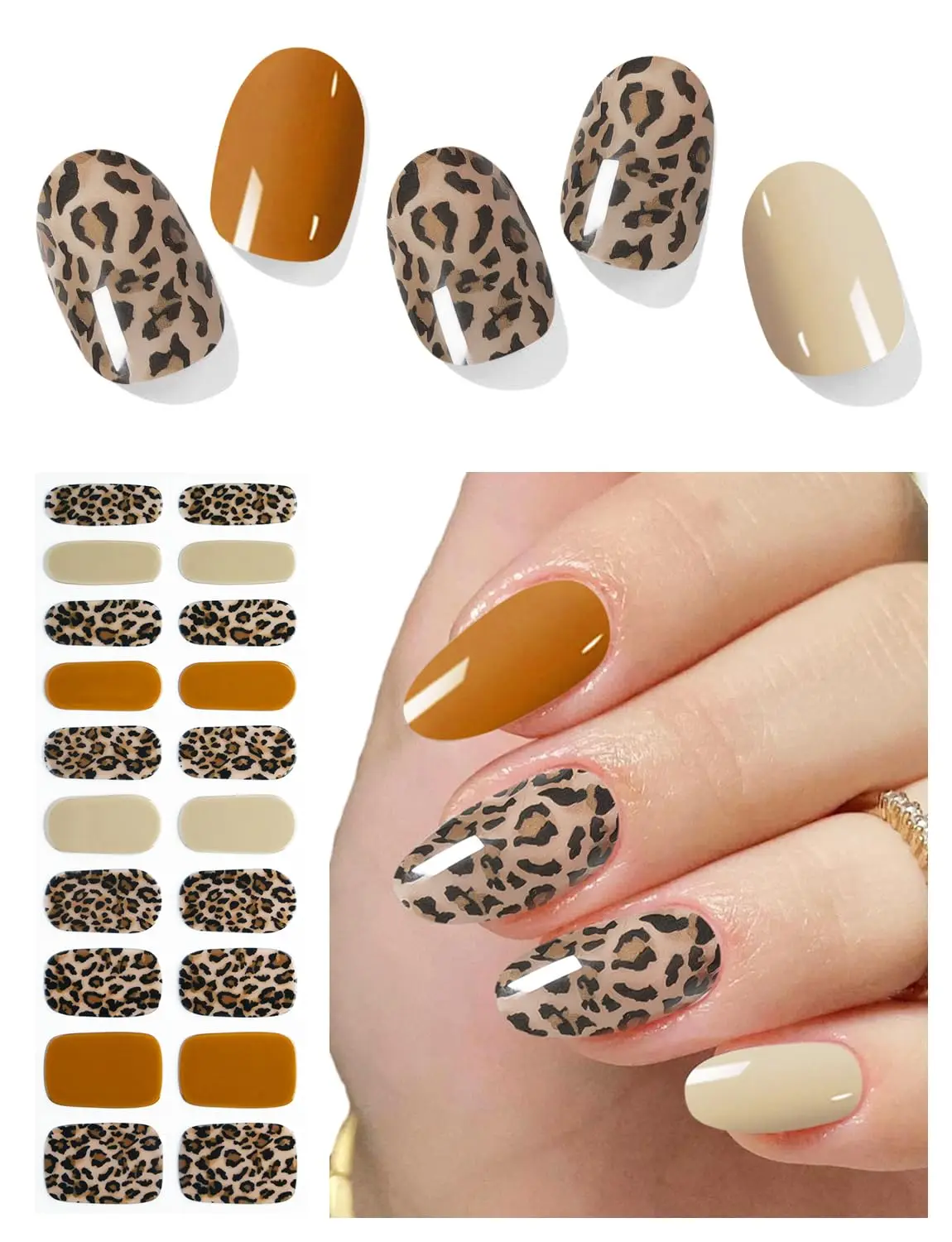 

20 полужелейных накладных ногтей (полуготовых) | Гелевые наклейки для ногтей с использованием УФ-лампы | Салонное качество, легкое нанесение и снятие