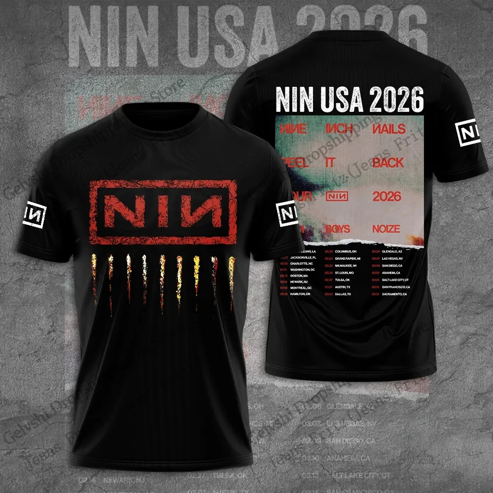 Hip Hop Rock Nine Inch Nails Album 3D Print T-shirt Men Women Fashion Short Sleeve Tops Tees Street Plus Size Vintage Apparels