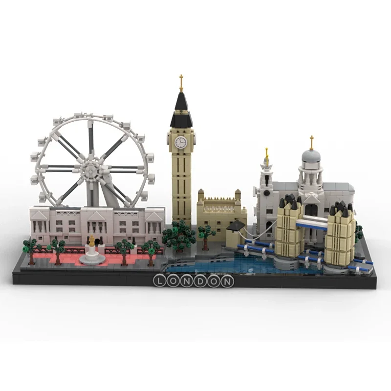 Street View Model MOC Building Bricks London Scene Big Ben Buckingham Modular Technology Gift Holida Assemble Children Toy Suit