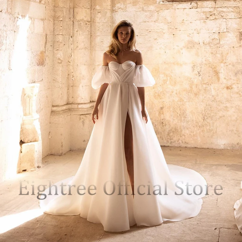 Achitree elegante a-line Brautkleider Puff ärmel Schatz Seite Schlitz Brautkleid Prinzessin Abend Brautkleider benutzer definierte Größe