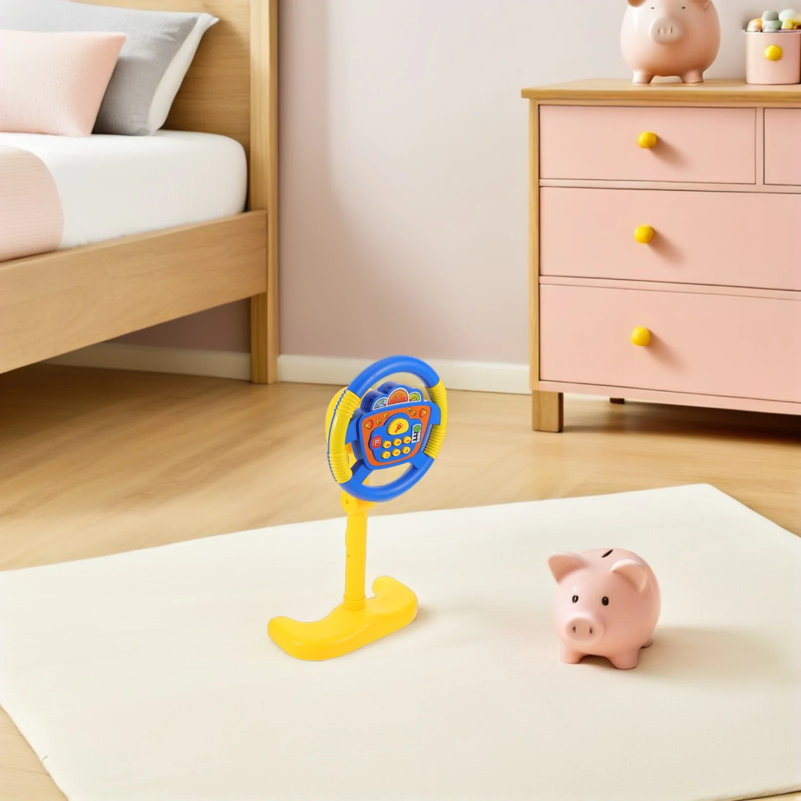 عجلة قيادة محاكاة للأطفال: عجلة قيادة واقعية للقيادة للأطفال الصغار، عجلة قيادة دوارة بلاستيكية متينة، آمنة