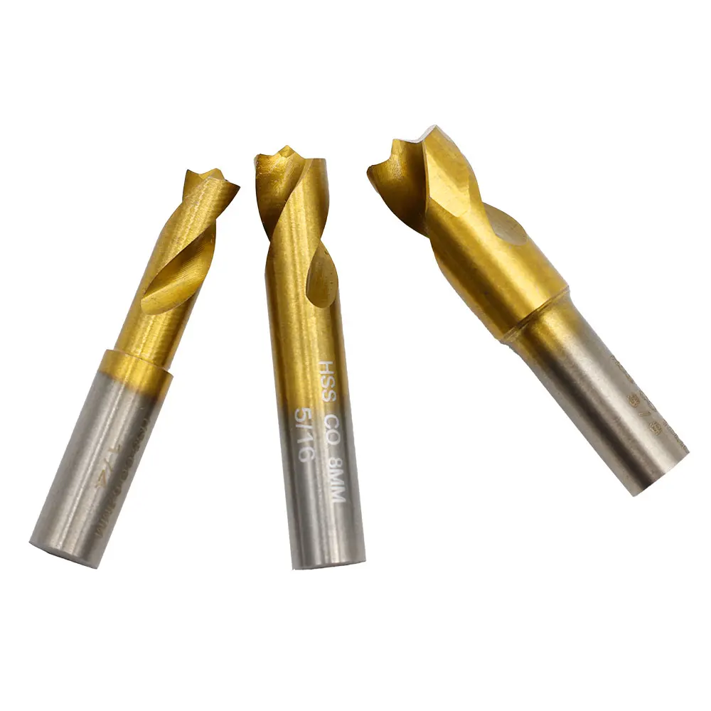 HSS 3PC Cobalt Containing Spot Weld Drill 6.5-10mm Straight Shank Drill Bit Removing Automotive Sheet Metal Welding Point Tool