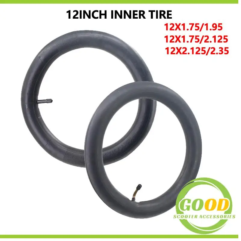 

12Inch 12x2.125/2.35 Inner Tube Camera With curved or straight valve For 12x2.125 Bike Electric Scooter inner tire