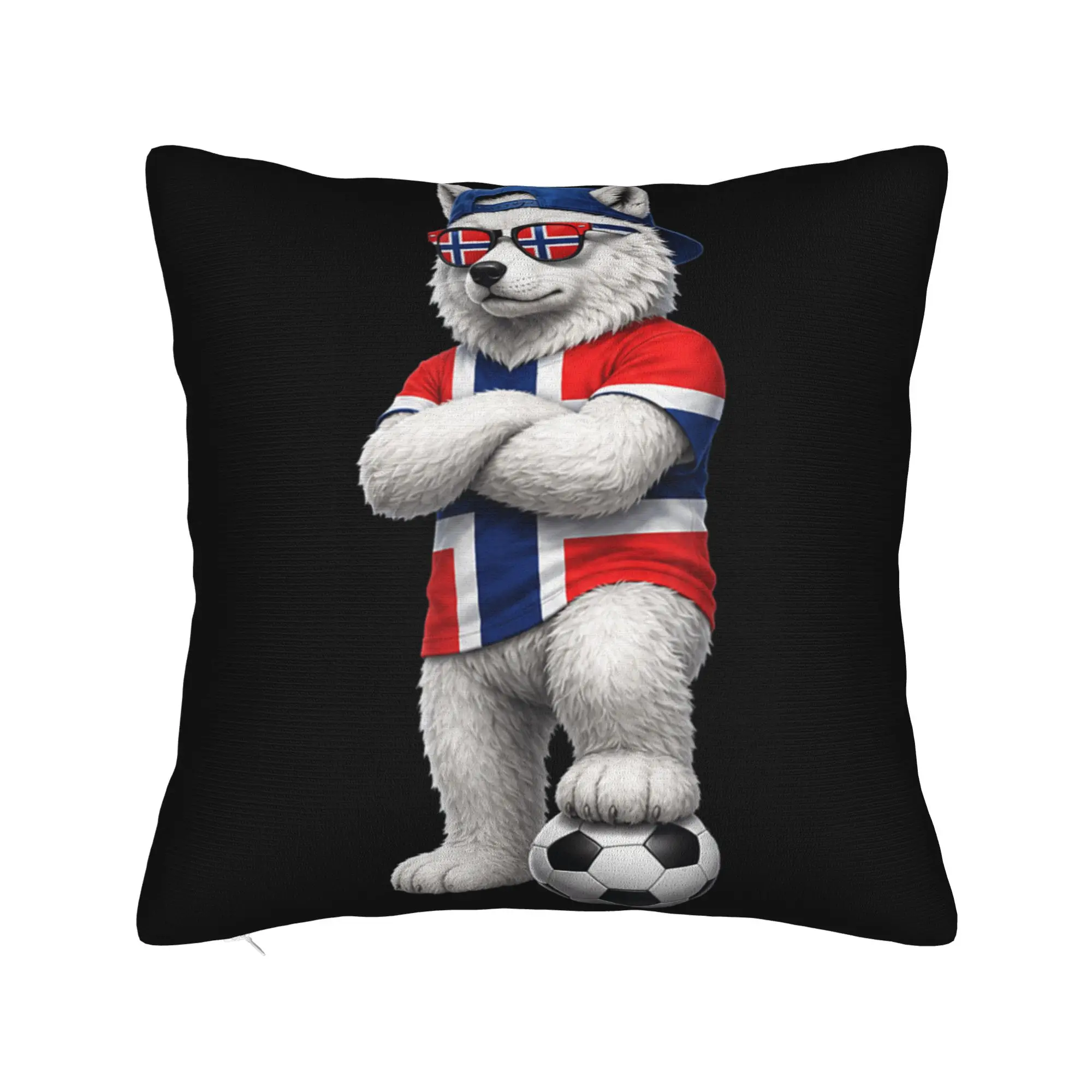 Norway Soccer Wolf Norwegian Flag Pillow Cover  Soft Cushion Cover Novelty Pillow Case For Sofa Home Decor
