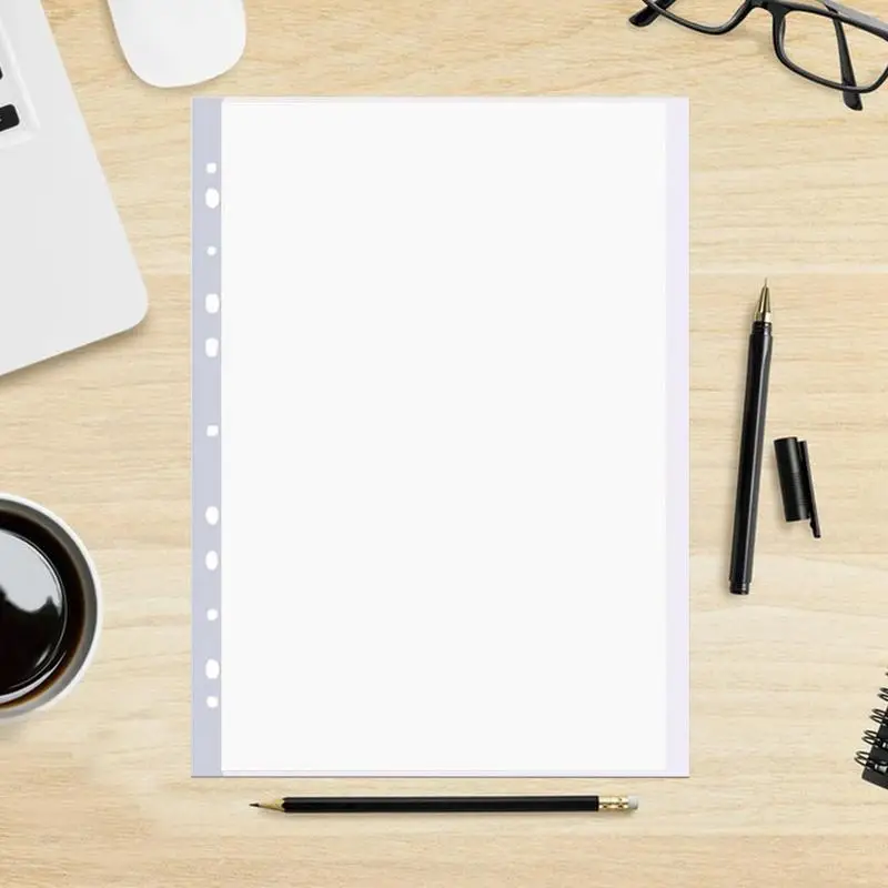 A4 Size Multipurpose File 11-Hole Loose Leaf Clear PVC Sheet Page Document Punched Pocket Folder Protector
