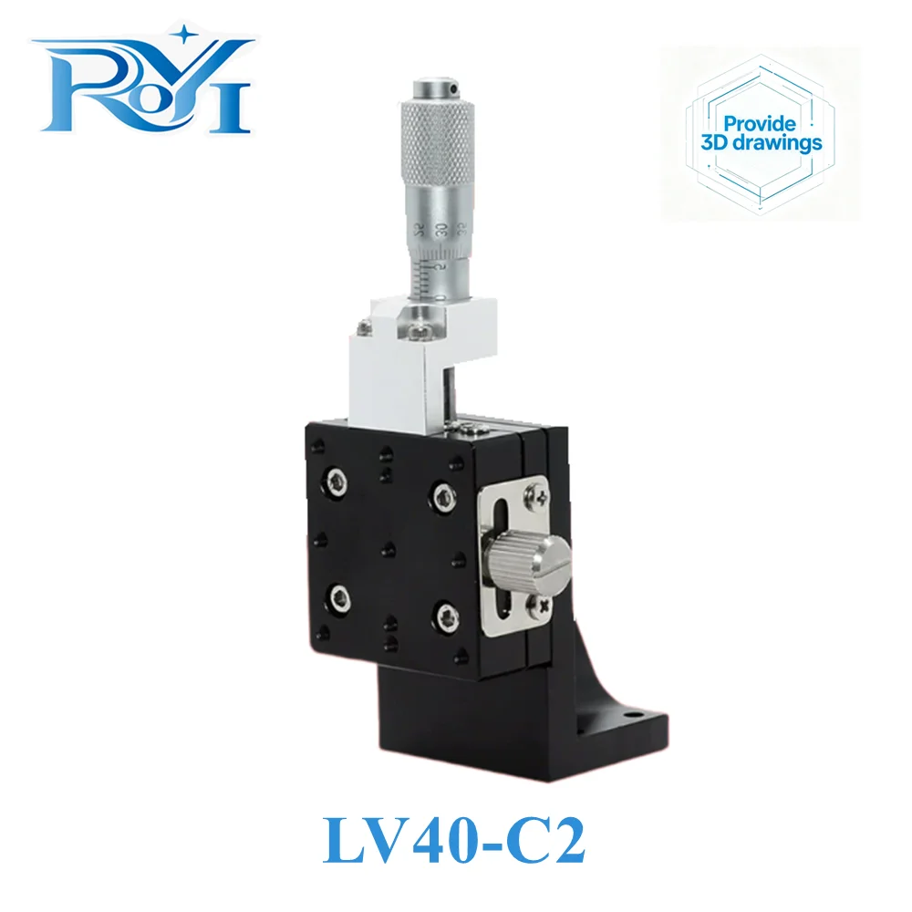 Z Axis LV40-L/C/R Manual Linear Stage 40×40mm Cross Roller Guide Sliding Table Vertical Lift Fine Tuning Displacement Platform