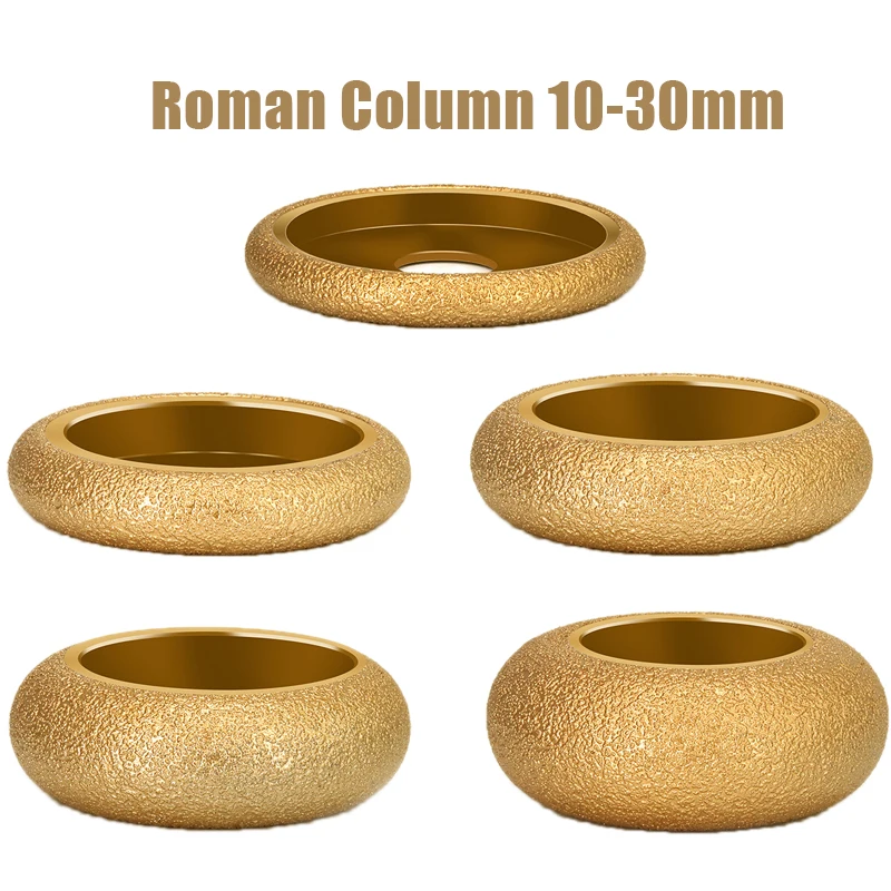 Bore 20mm Dia 3inch 75mm Roman Column Dry Vacuum Brazed Diamond Grinding Wheel Marble Demi-bullnose Edge Profile Grinding Disc