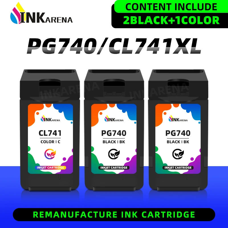 

Inkarena Ink Cartridges For Canon CL 741 PG-740XL PG 740 PG740 Pixma MX517 MX437 MX377 MG4170 MG3170 MG2170 Inkjet Printer