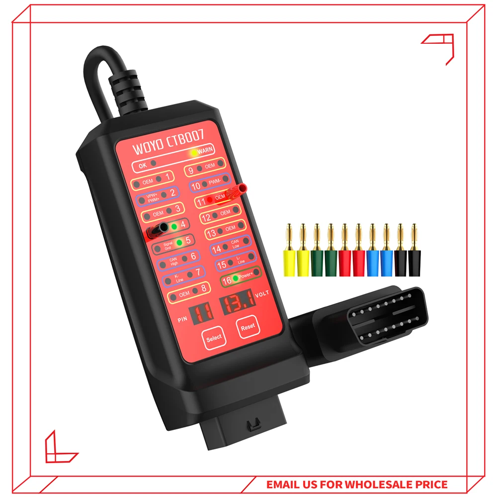 

WOYO CAN Tester 16 Pin Break Out Box Detection CAN Bus Circuit Tester Vehicle Diagnosis On-Board Diagnostics 12V 24V Tester