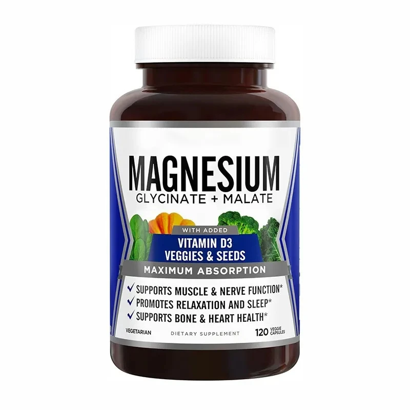 

1 bottle of magnesium glycine capsules promote muscle and neurological health, immunity, and support cardiovascular health food