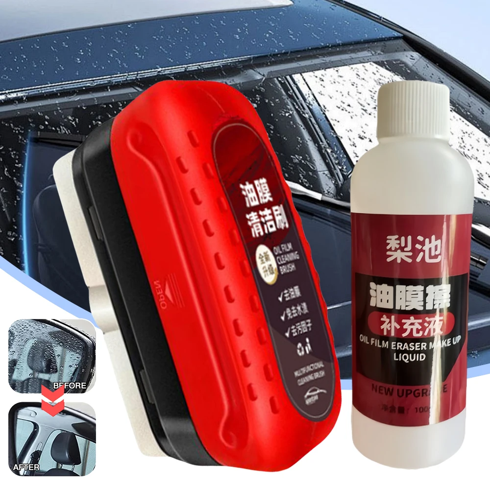 

Car Glass Oil Film Remover Automotive Glass Sponge Cleaning Brush Front Inner Windshield Glass Oil Film Cleaner For Car Cleaning