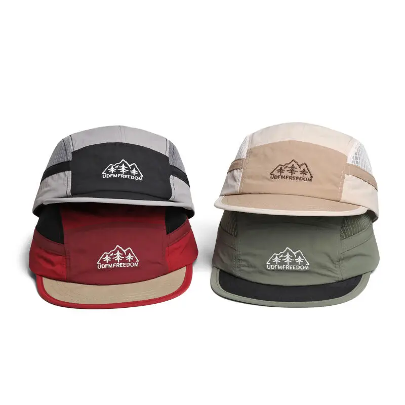 5 Panel Baseball Cap for Men Women, Embroidery Mesh Nylon Quick Dry Breathable, Ideal for Running Camping Outdoor Streetwear