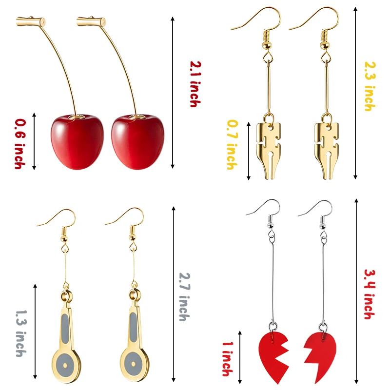 Acrylic Earrings for Teens Women Harajuku Style Ear Hook Cherry Drop Earring Back to School Birthday Jewelry Accessories