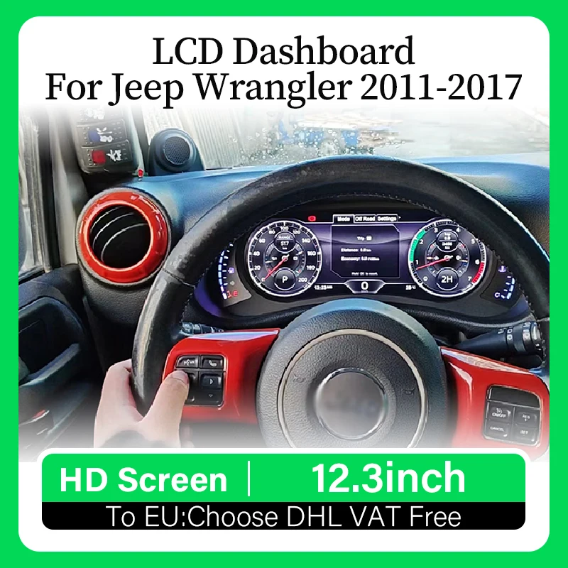 

12.3 inch Car LCD Dashboard For Jeep Wrangler 2011 - 2017 Auto Instrument Panel Speed Counter virtual cockpit