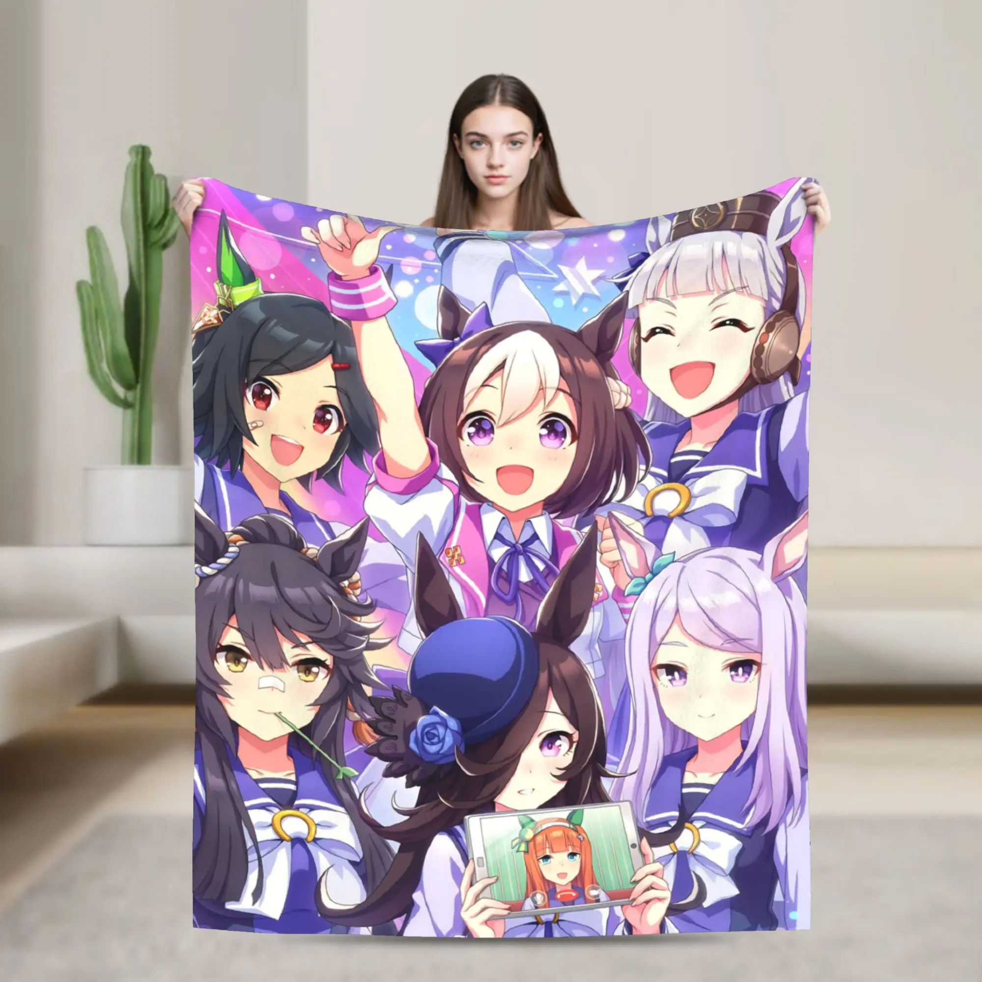 Uma Musume Pretty Derby Blanket Special Week Flannel Awesome Warm Throw Blanket for Coverlet Spring/Autumn
