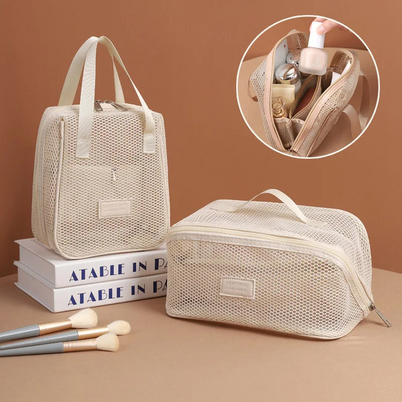 

Portable Large Capacity Toiletries Storage Bag Mesh Design Toiletries Bag Bathroom Organizer for Cosmetics Toiletries Skin Care